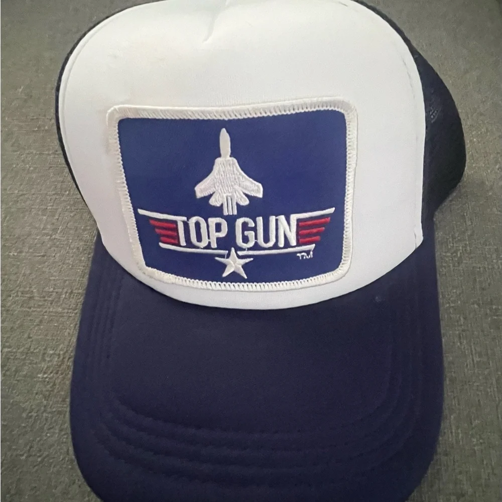 Navy Mesh Trucker Hat with Top Gun Patch - Picture 1 of 4